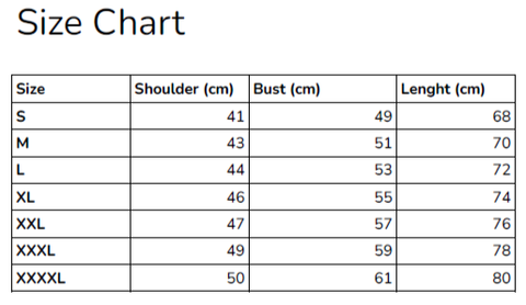 Polo size chart