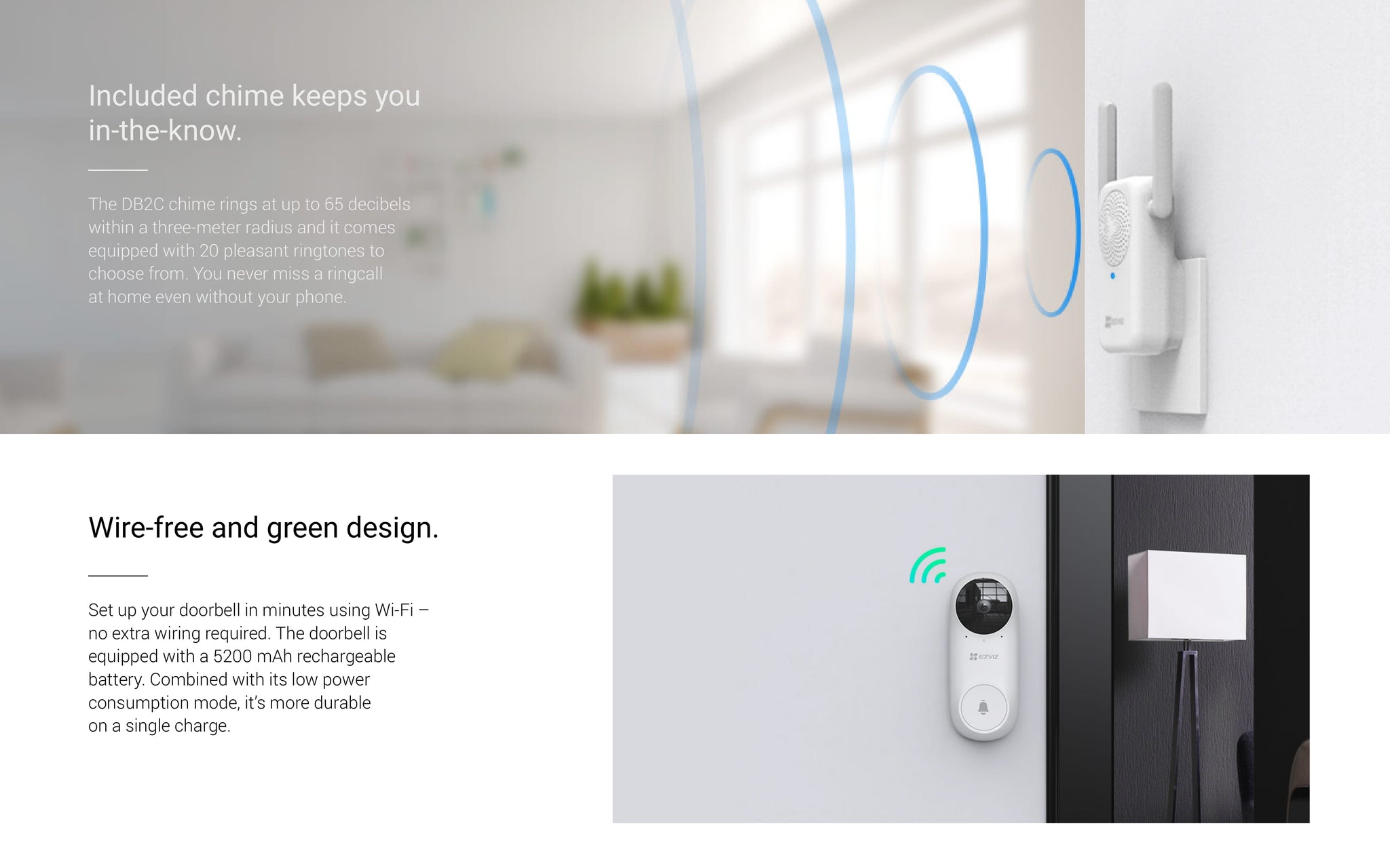 Ezviz DB2C Kit Wire-Free Video Doorbell with Chime Overview