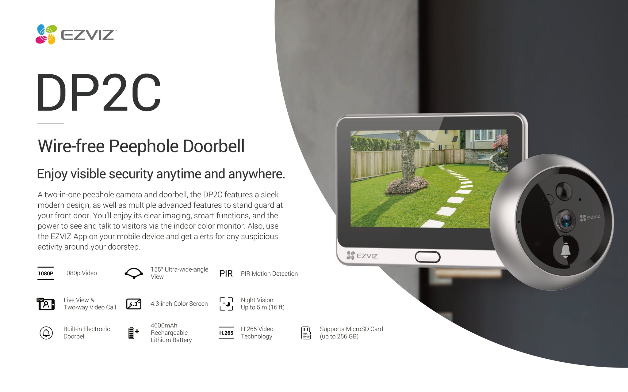 EZVIZ DP2C - wire-free peephole doorbell/doorviewer 