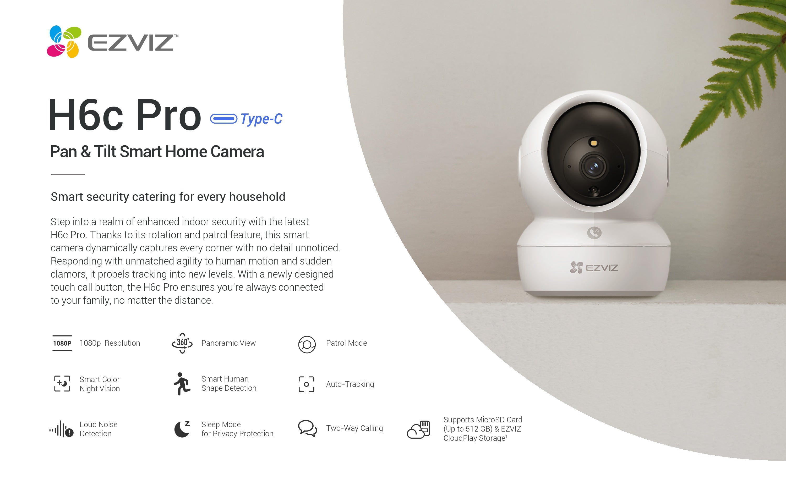 Ezviz H6c Pro Type-C Pan & Tilt Smart Home Camera – Ezvizstore.pk