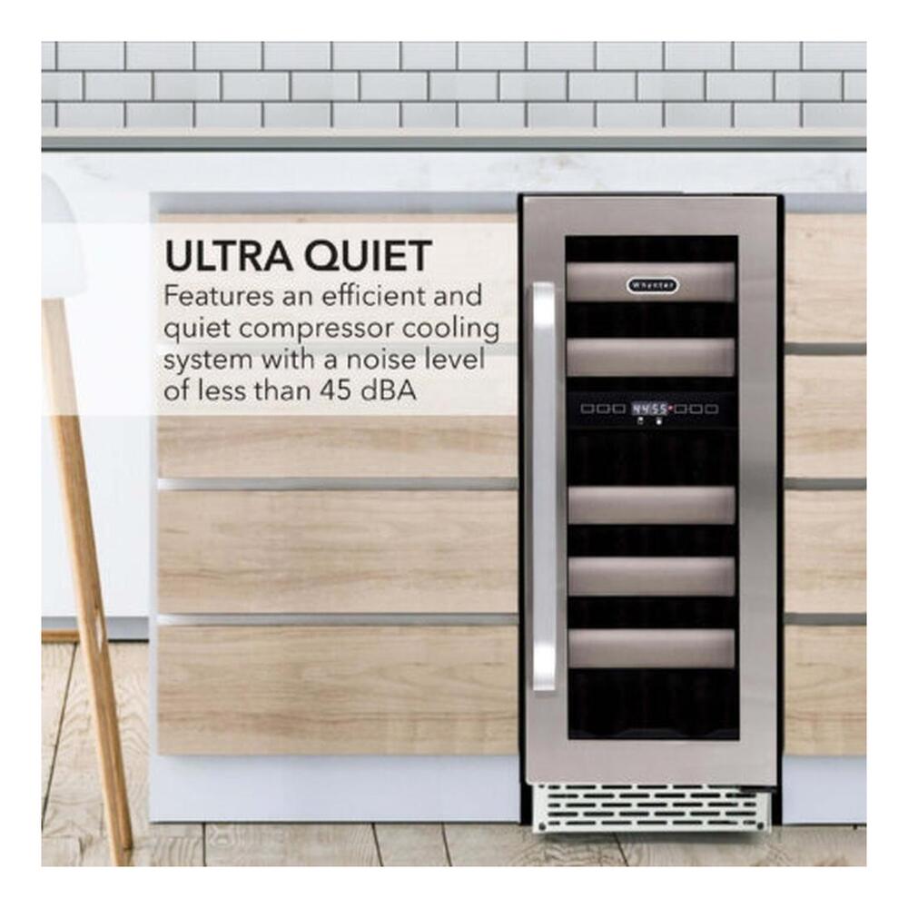 Whynter BWR171DS 12 inch Elite Dual Zone Built-in Wine Refrigerator with 17 Bottle Capacity, Stainless Steel Door, Luxurious curved handlebar, in Stainless Steel