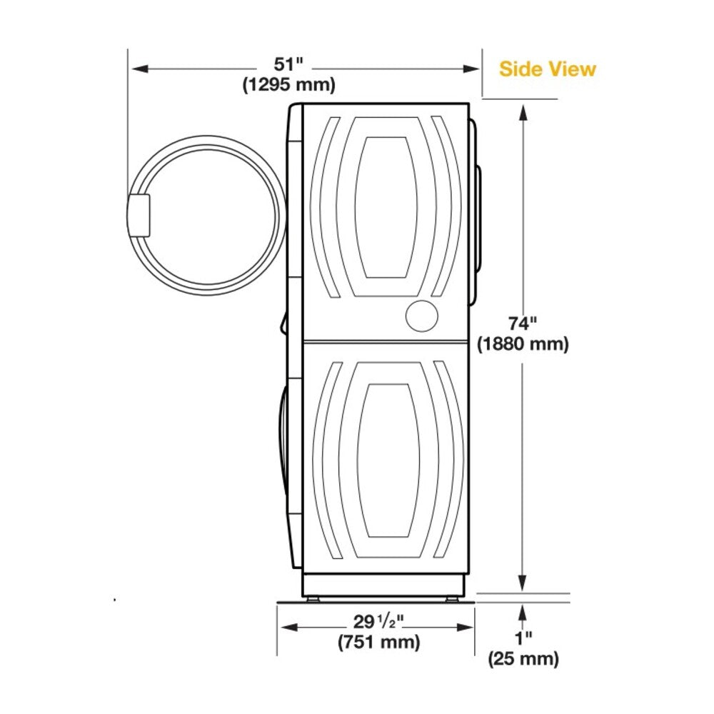 Whirlpool CGT9100GQ 27 Inch Commercial Gas Stacked Washer/Dryer with Card Reader Ready, Space Saving Configuration, Microprocessor Controls, Super Cycle, Shaft Sleeve in White