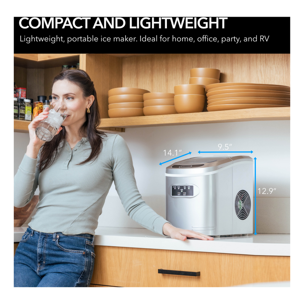Whynter IMC270M 14 inch Freestanding Compact Portable Ice Maker 27 lb capacity, Soft-Touch Buttons, Manual Water Reservoir, Auto Shut-off