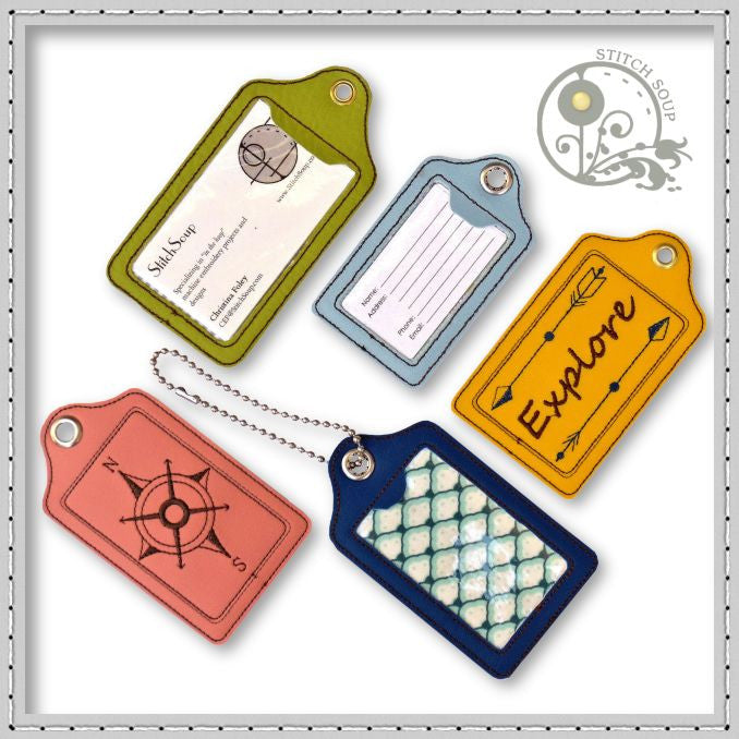 embroidered luggage tags with snaps