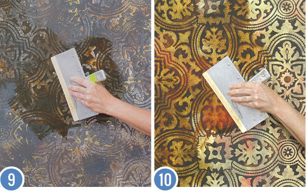 How to Stencil & Paint a Decorative Wall Finish - Metallic Foil Wall Finish with Custom Wallpaper Wall Stencils