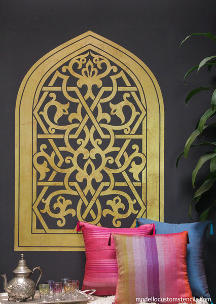 Gorgeous, easy gilding with a Modello vinyl wall stencil