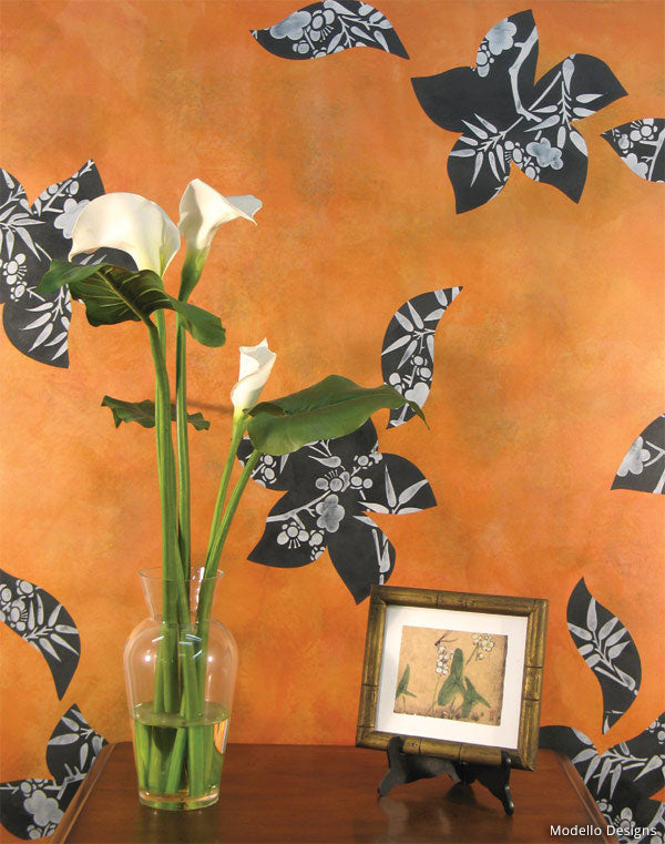 How to Stencil a Custom Oriental Mural: Japanese Dogwood Floral Wall Finish