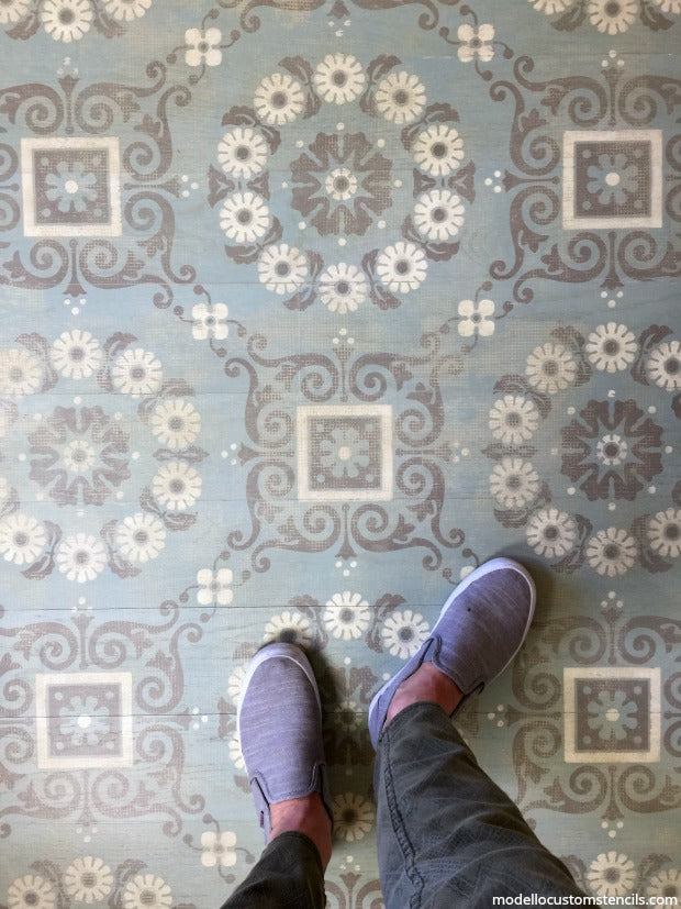 How to Paint a Faux Rug With a Stenciled Pattern on a Hardwood Floor