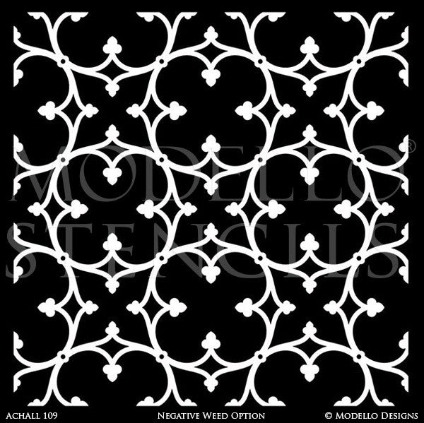 Custom Allover Large Wall Stencils for Painting - Modello Designs ... - ... Painted Accent Wall or Floor with Large Designer Stencils - Modello  Custom Stencils ...