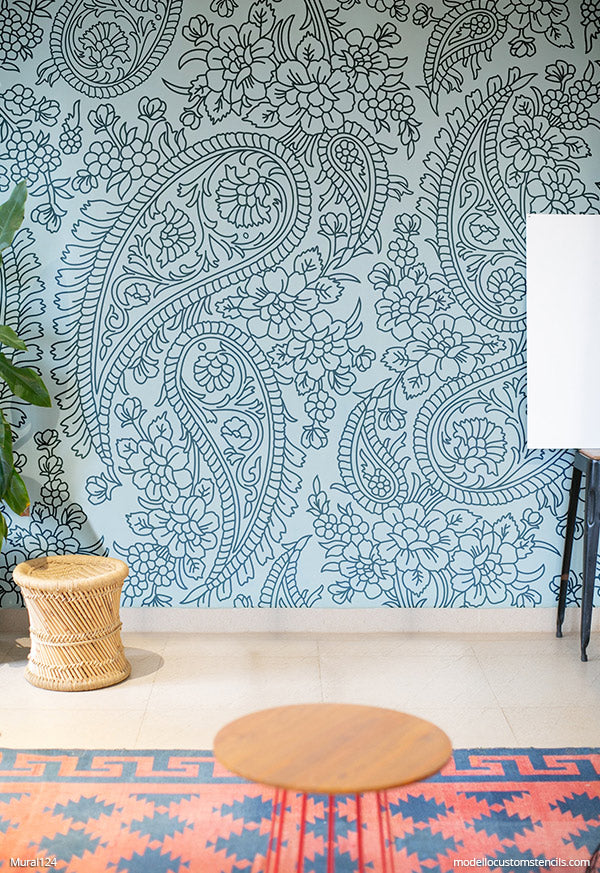 Large Wall Mural Stencils for Painting DIY Paisley Wall Art Design ...