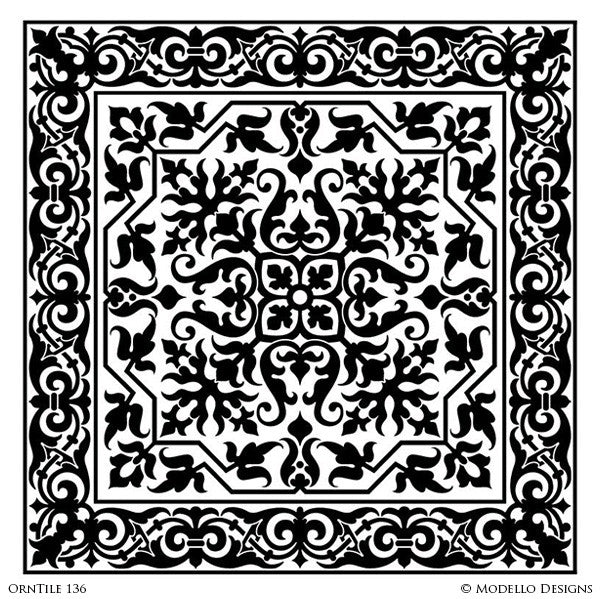 Ornamental Decorative Tiles for Easy Stenciling and Interior Decorating with Custom Patterns - Modello Custom Stencils