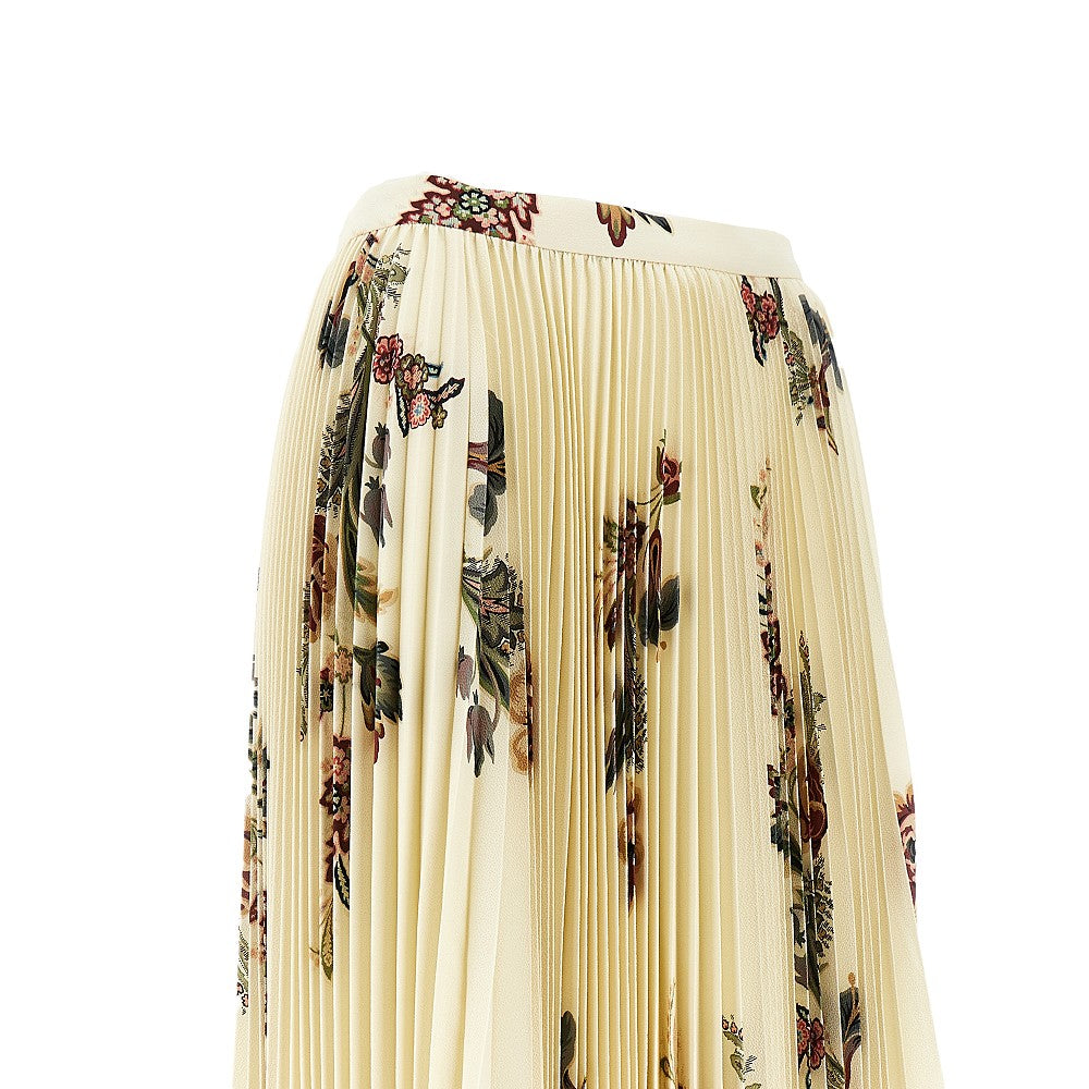 Etro Floral Print Pleated Midi Skirt In Neutral