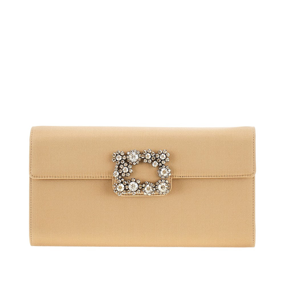 Roger Vivier 'efflorescence' Satin Pouch In Gold