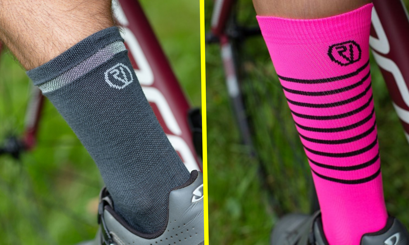 Proviz Radsportsocken - grau Merino und Pink Classic