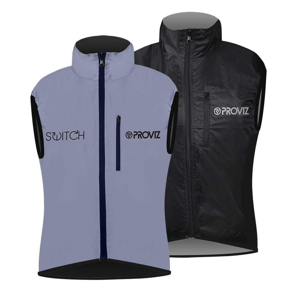 An image of Reflective Reversible Cycling Gilet - Women's - 14 - Proviz - Switch - Black