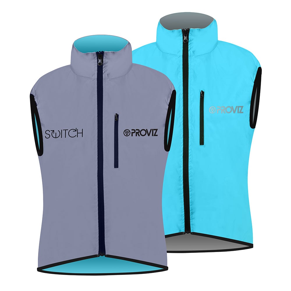 An image of Reflective Reversible Cycling Gilet - Women's - 22 - Proviz - Switch - Blue