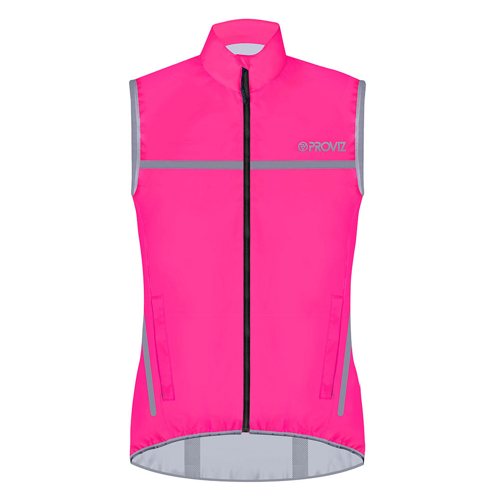 An image of Hi Visibility Cycling Gilet - Waterproof - Women's - UK 06 / EUR 34 - Proviz - C...