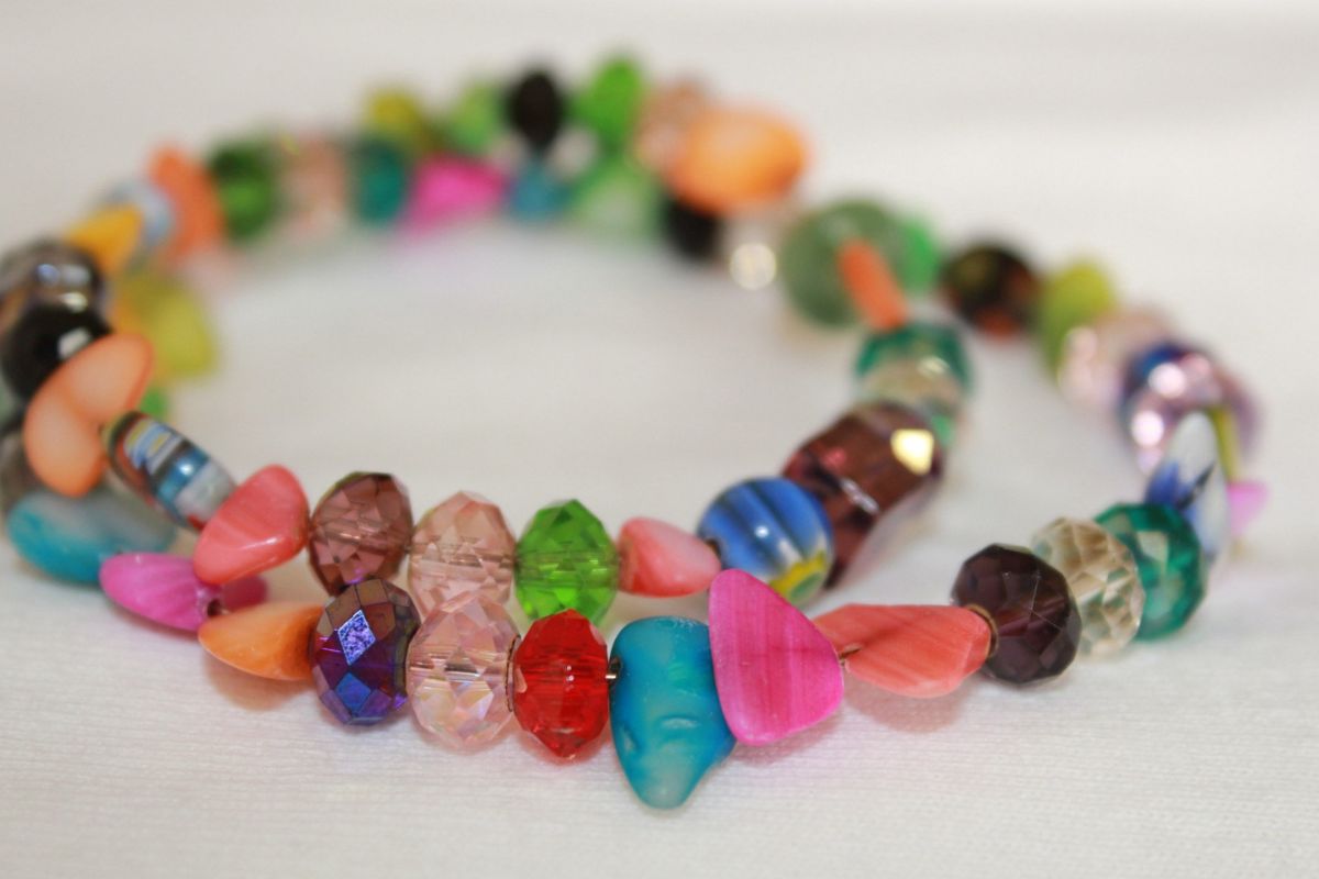 Bracelets made from synthetic stones.