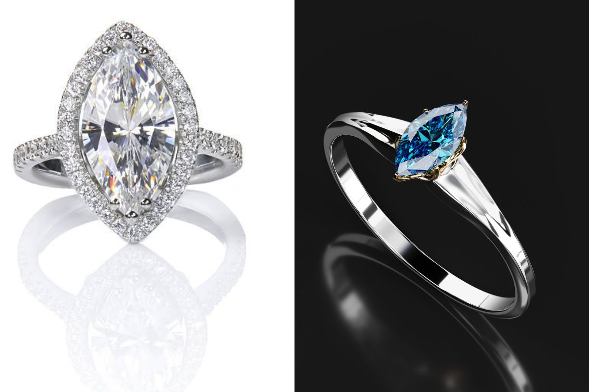 Different types of Marquise Diamond ring shown in the image.