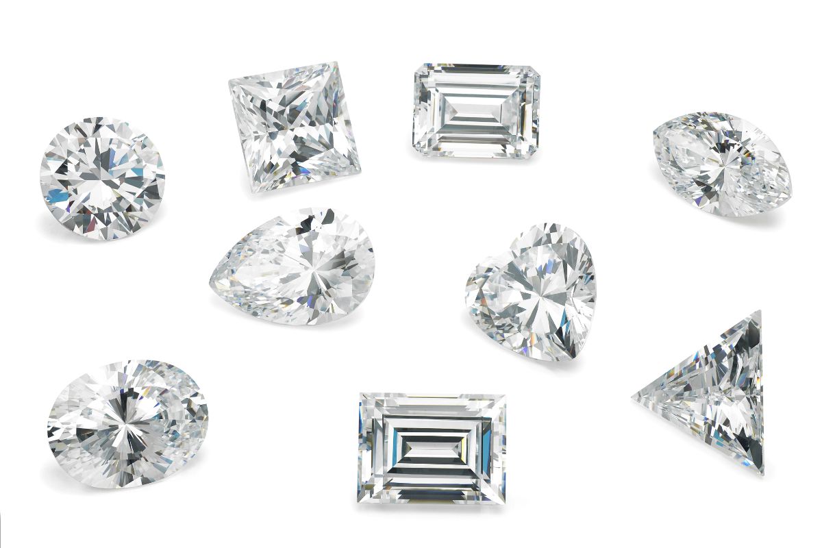Different types of diamond cuts shown in the picture.