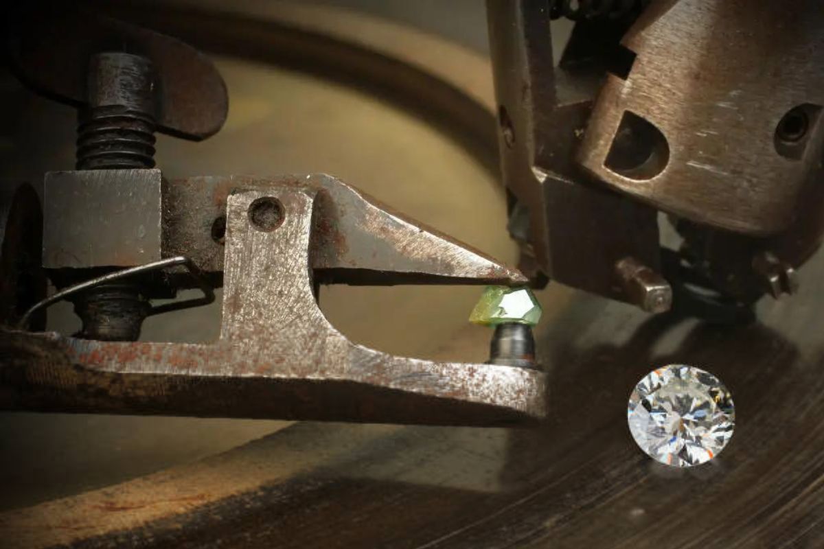 Faceting a diamond to increase facets in it for more dispersion.
