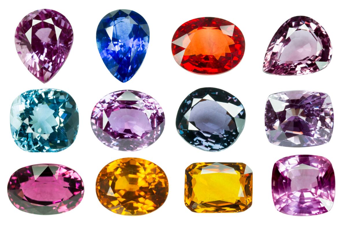 Different types of gems kept together having different dispersion quality in them.
