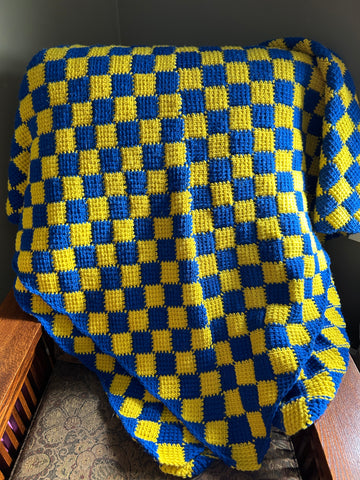 Entrelac crochet blanket