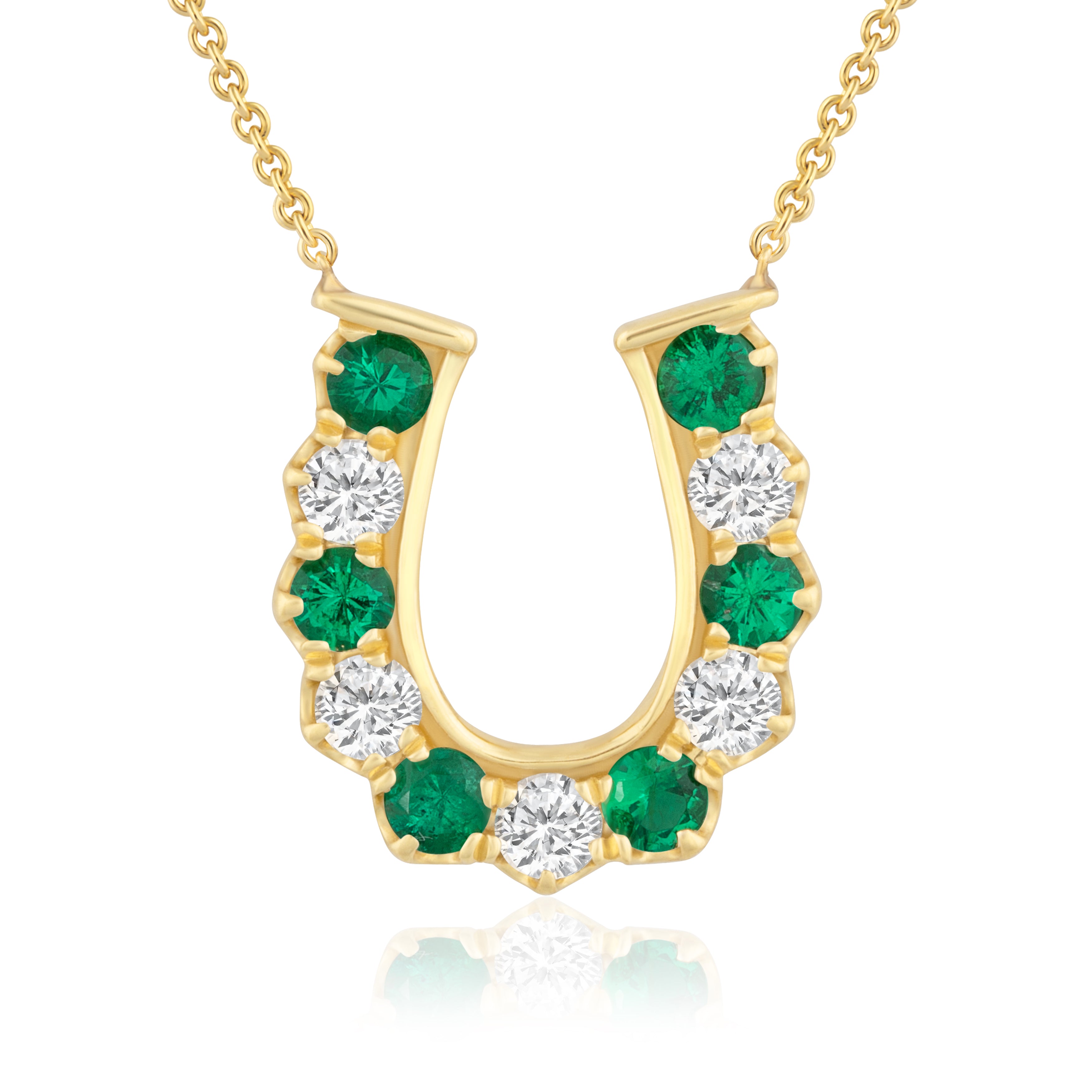 DIAMOND EMERALD HORSESHOE NECKLACE