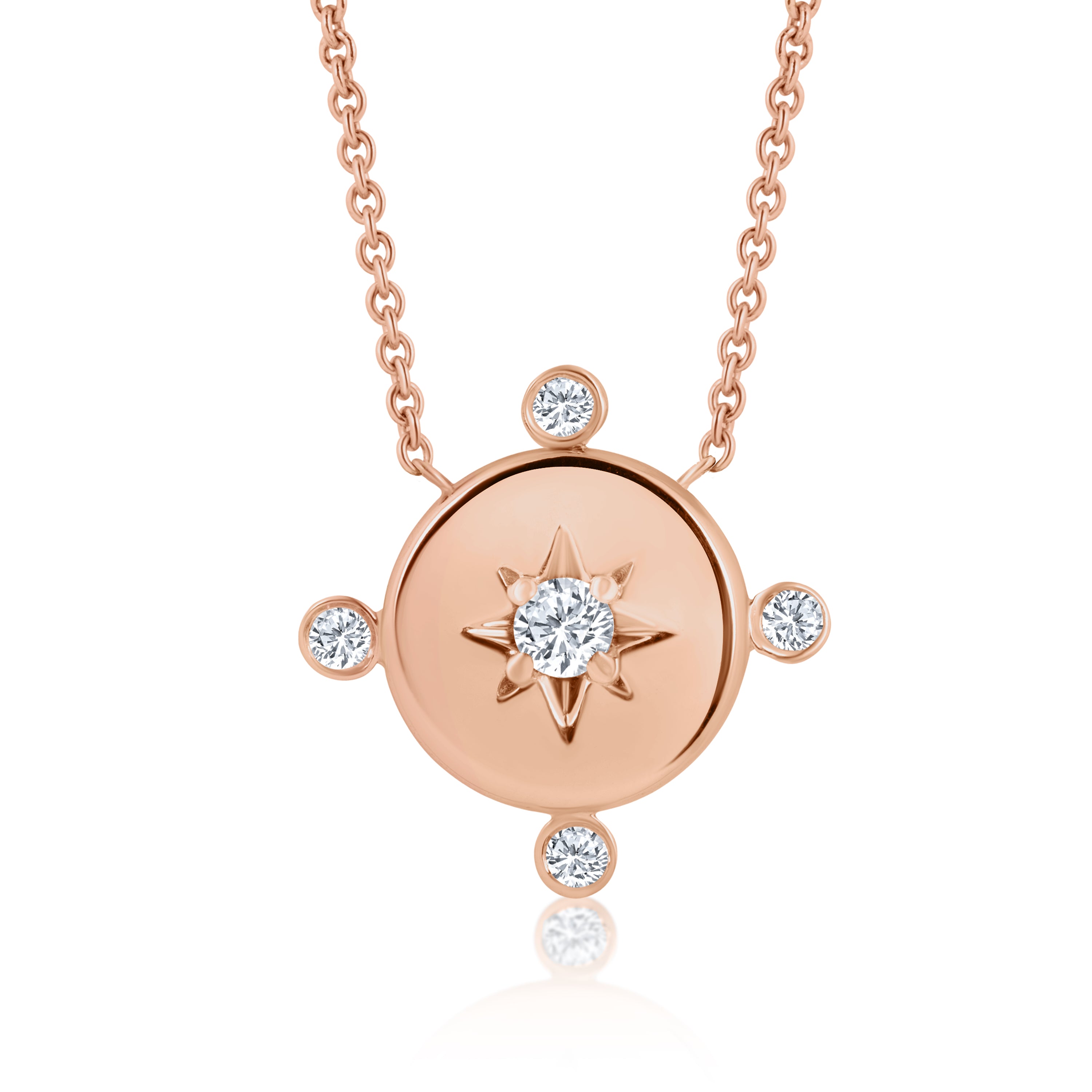 ROSE GOLD DIAMOND LUCKY STAR COMPASS NECKLACE