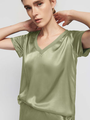 Short Sleeve Hammered Silk Shirt