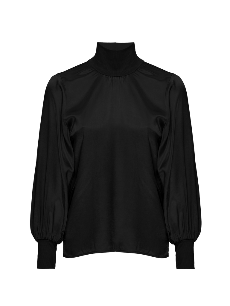 Anne Puff Sleeve Satin Turtleneck | NATION LTD