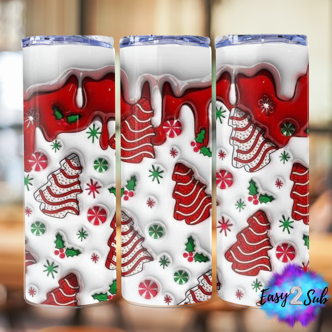 Christmas Cake Tumbler Transfer Print, Ready To Press Sublimation Transfer, Image transfer, Tumbler Transfer Sheet