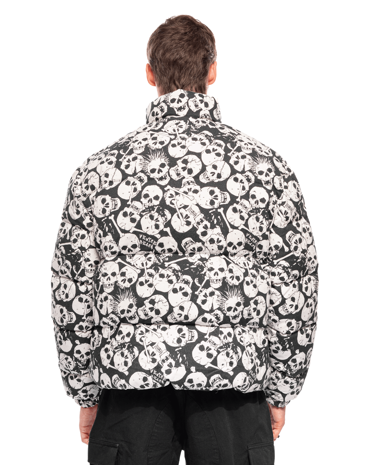 Skull Print Puffer Coat Woven Cotton Black – LIKELIHOOD