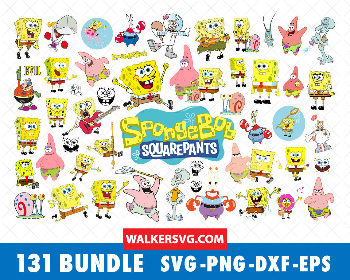 Spongebob SVG Bundle 2.0 - 530+ files Spongebob SVG, EPS, PNG, DXF for ...