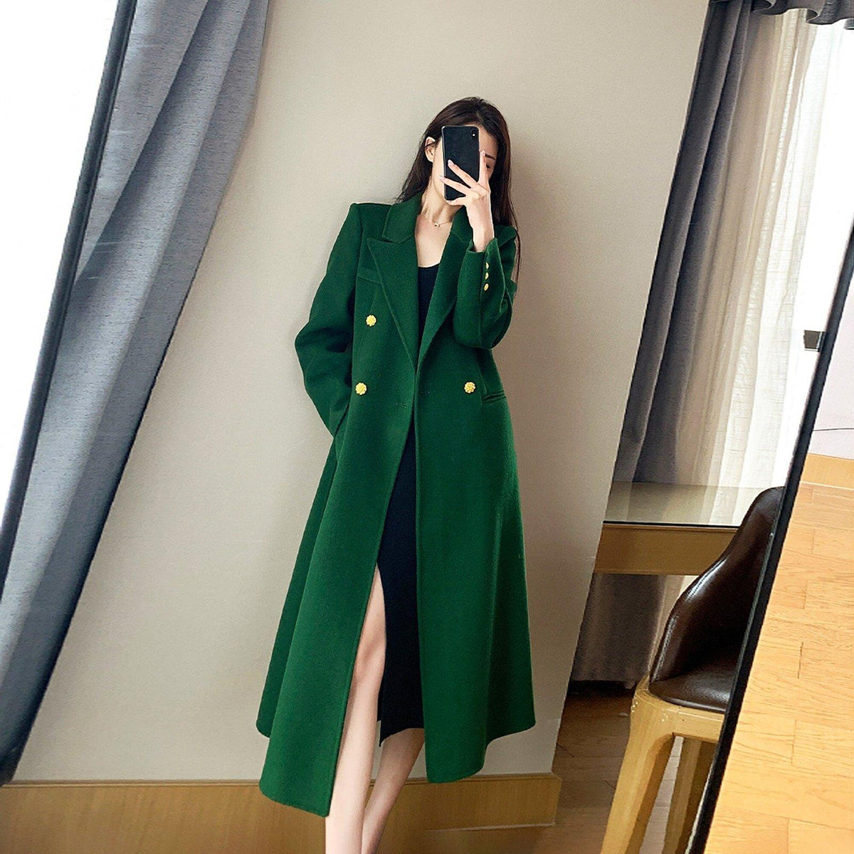 Asymmetrical Color Block Wool Coat – BLANCORE