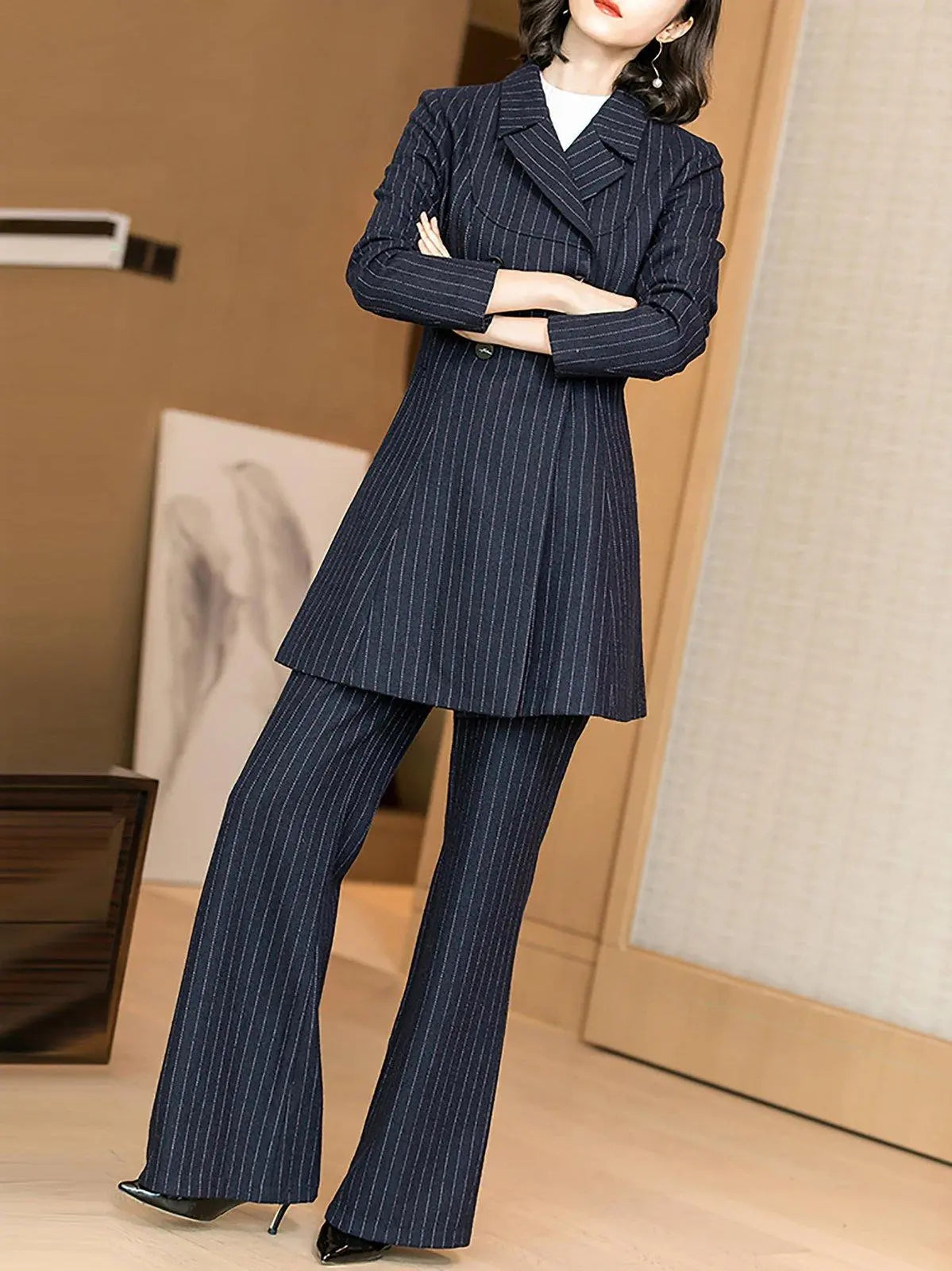 Carry Wool Blend Short Blazer & Pants Set