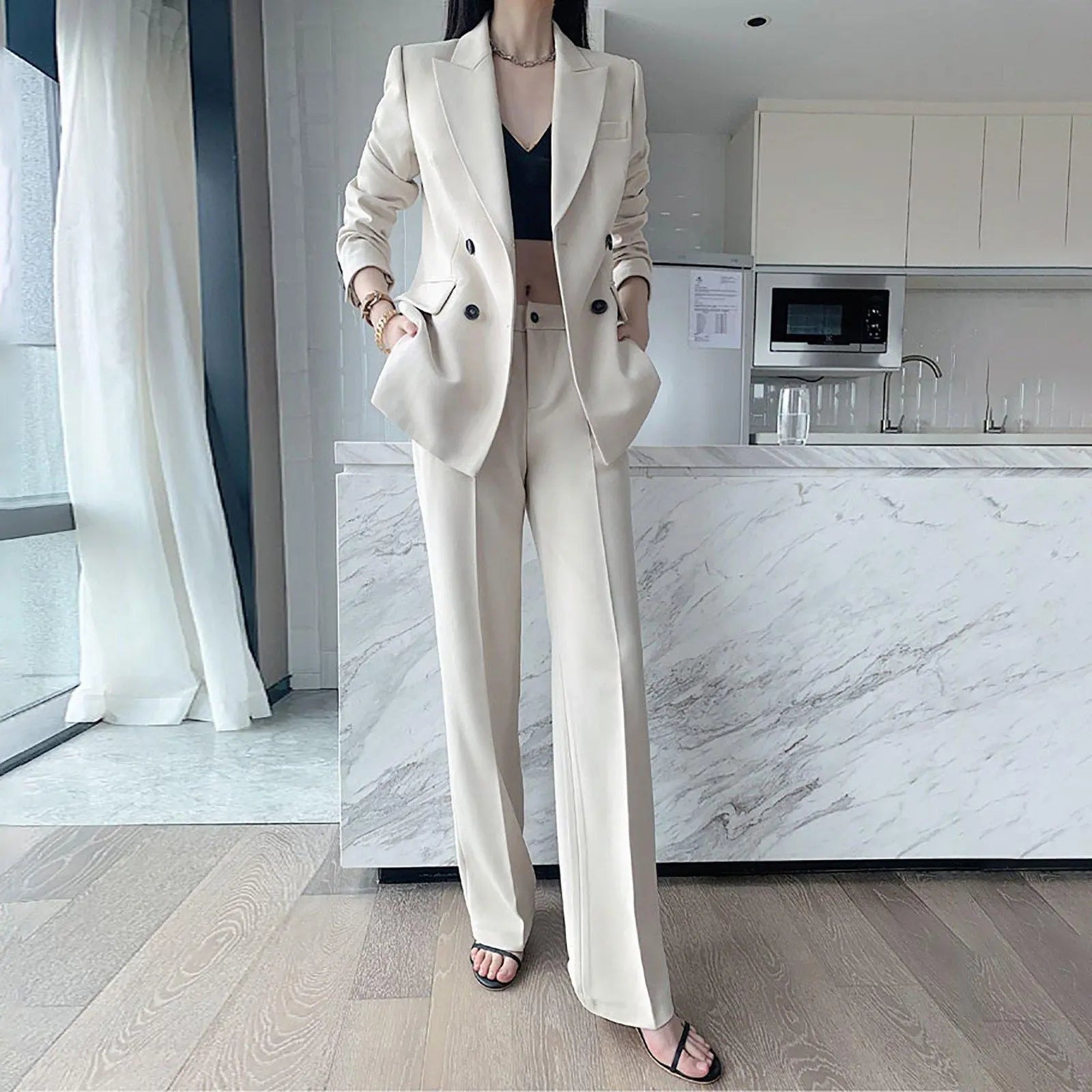 Gray Suit Pants Women 2023 Autumn New High Waisted Thicken Wide Leg Loose  Trousers Fashion Office Lady Lace Up Full Length Pant - AliExpress