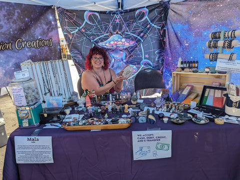 artisan market crystals and handmade jewelry and art