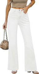 White, wide-leg jeans, women's