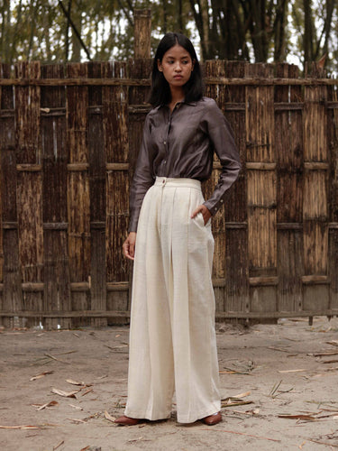 Eri Silk relaxed pants with pin-tuck at front crease line. – URA MAKU