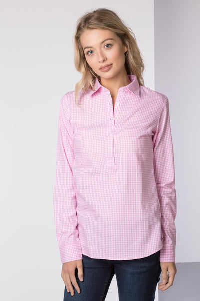 pink checkered shirt womens