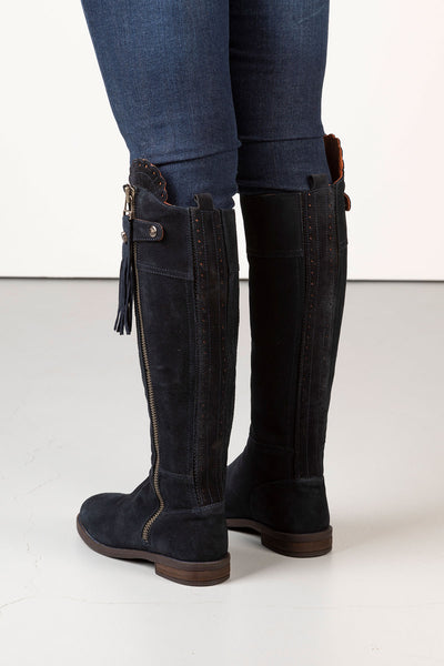 navy suede tall boots