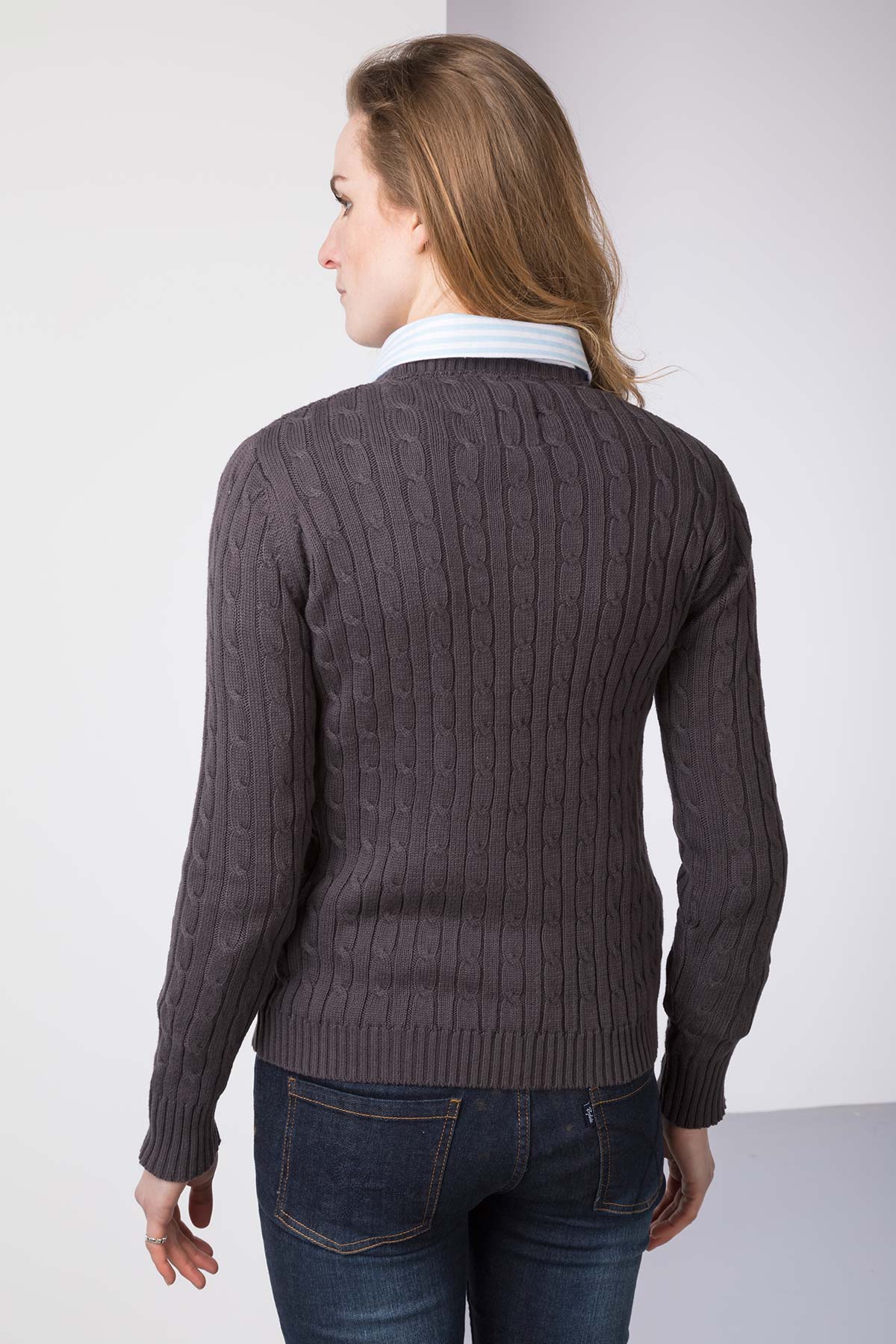 Ladies Crew Neck Cable Knit Jumper UK | Rydale