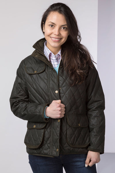 Ladies Diamond Quilted Wax Jacket UK 