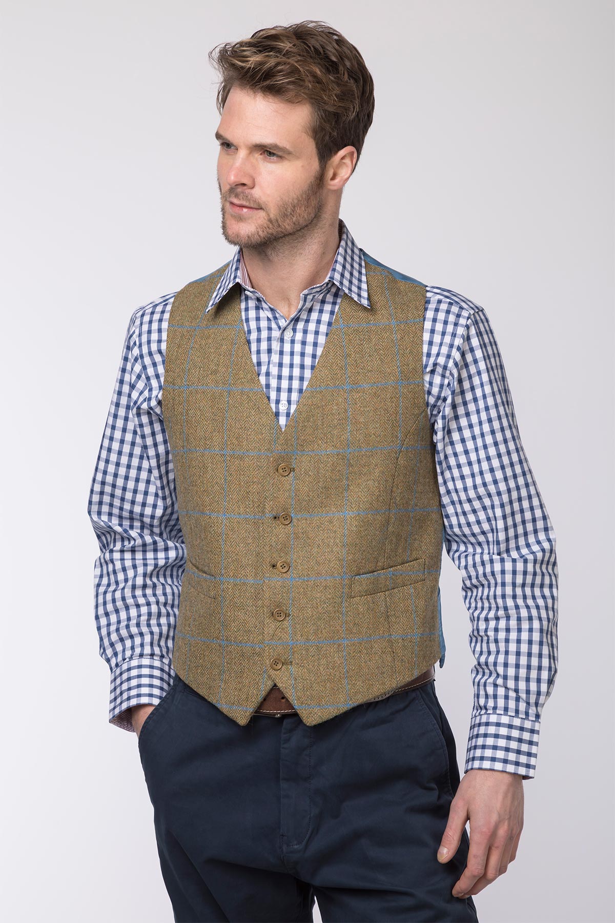 Mens Satin Back Tweed Waistcoat UK | Rydale