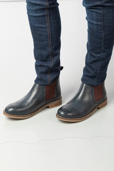 ladies long navy leather boots