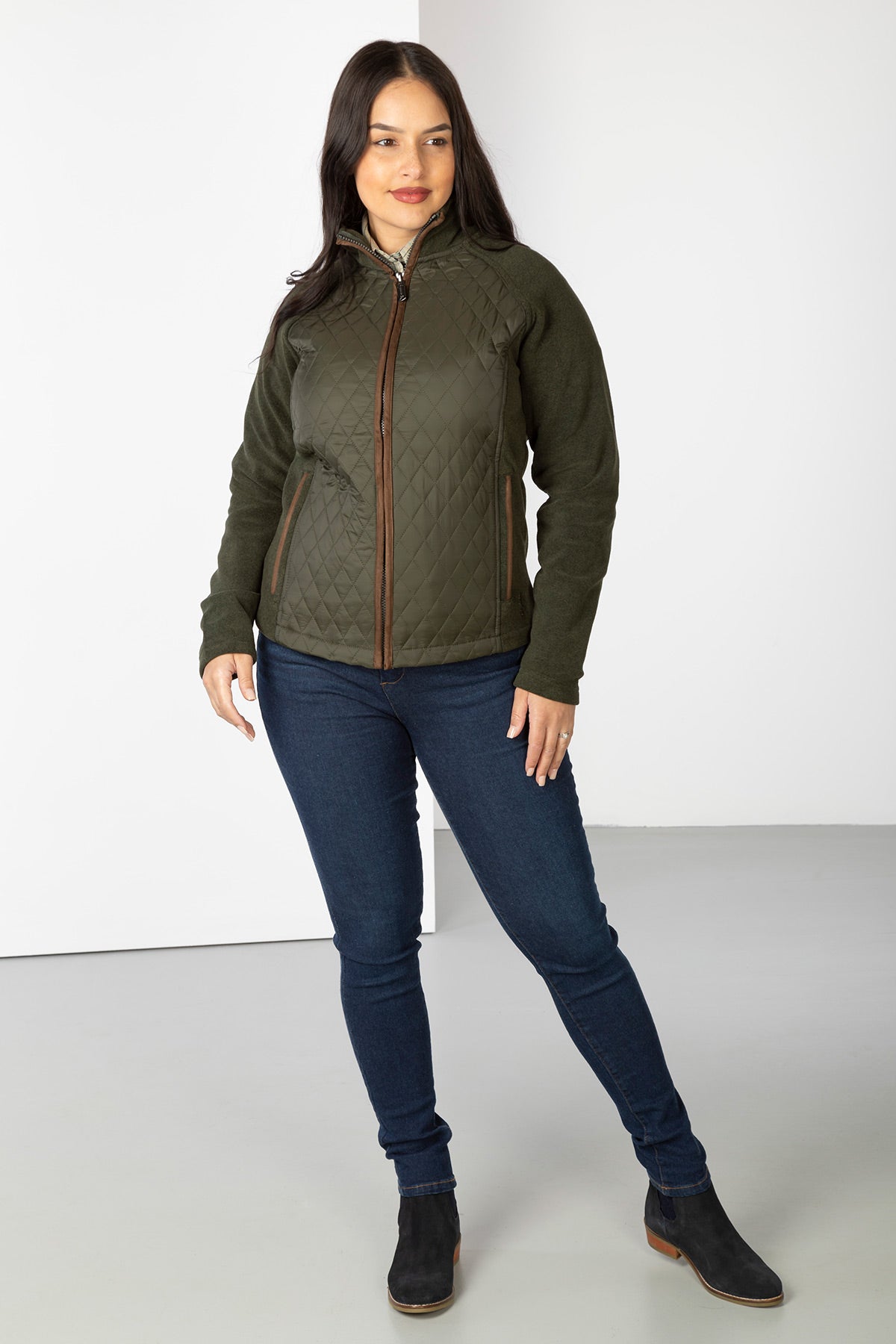 Ladies Diamond Quilted Hybrid Fleece Jacket UK | Rydale