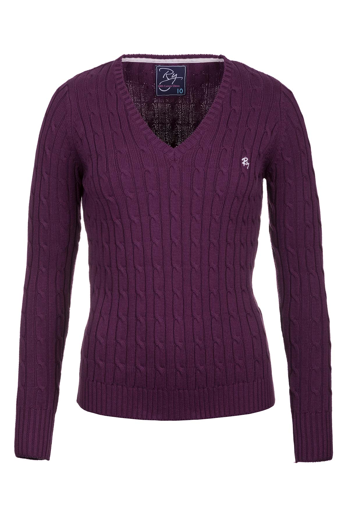 Ladies V Neck Cable Knit Jumpers UK Rydale