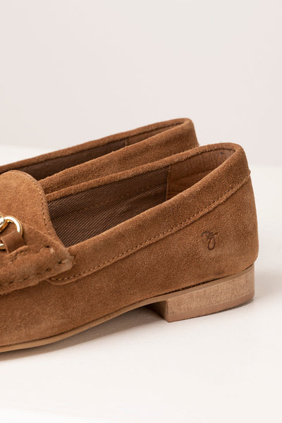 ladies tan suede loafers