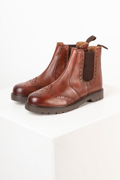 Mens Leather Brogue Market Boots with 